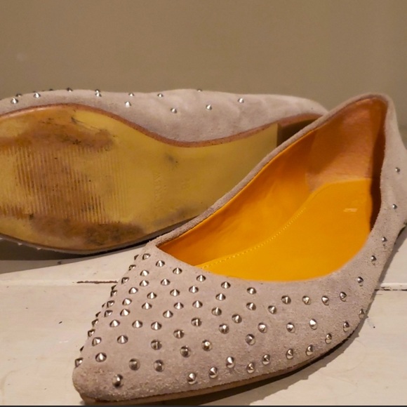J. Crew Amelia Grey Metal Accent Pointy Toe Flats - Picture 2 of 4